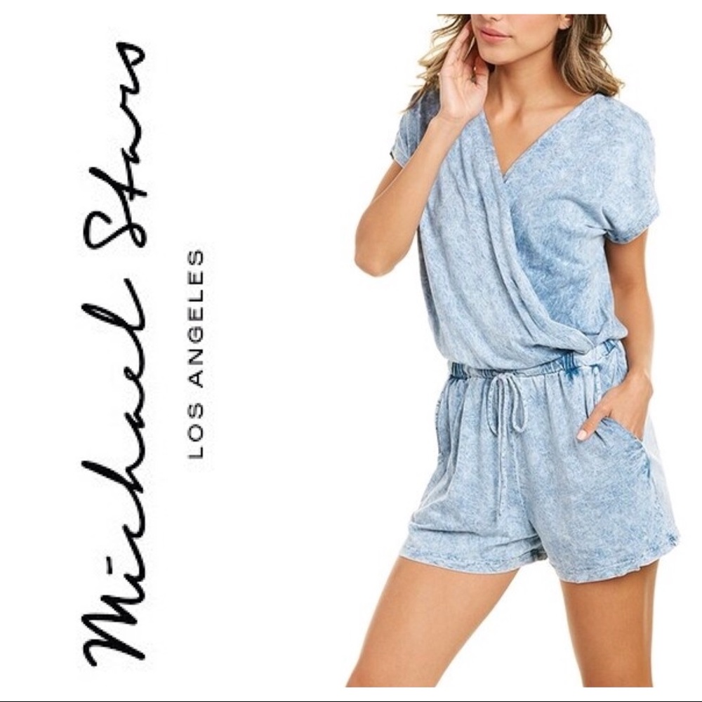 Michael Stars Pixie Crossover Distressed Romper - image 1